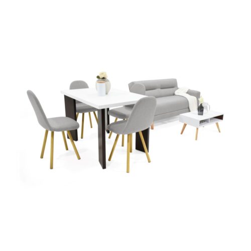 Combo Sala Barza + Set de Comedor Sevilla con 4 Sillas Matiz