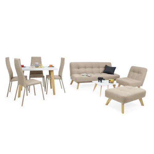Combo Sala Porto y Set de Comedor Lugo Matiz 4P Sillas Parma