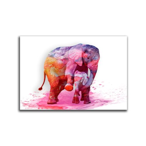 Cuadro Decorativo Elefante Pintura Estampado En Tela