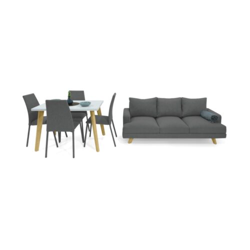 Combo Sofá Lisboa con Set de Comedor Lugo Matiz 4P