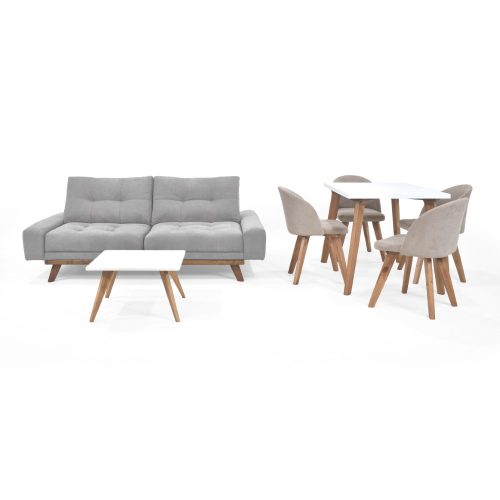 Combo Sala Suiza y Set Comedor 4P Lugo Matiz Sillas Sabina