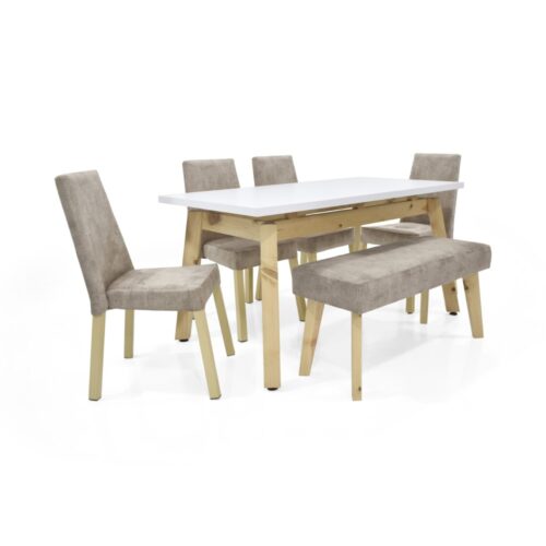 Set de Comedor 6P Tyrone Sillas y Butaco Viena 150x80x76 cm