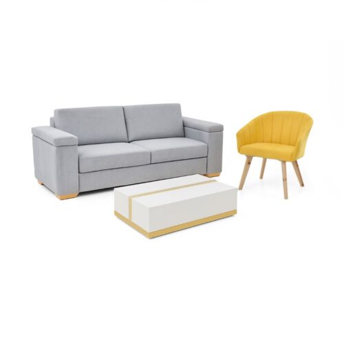 Sala con Sofa Montenegro + Poltrona Shanghai y Mesa Centro Daytona