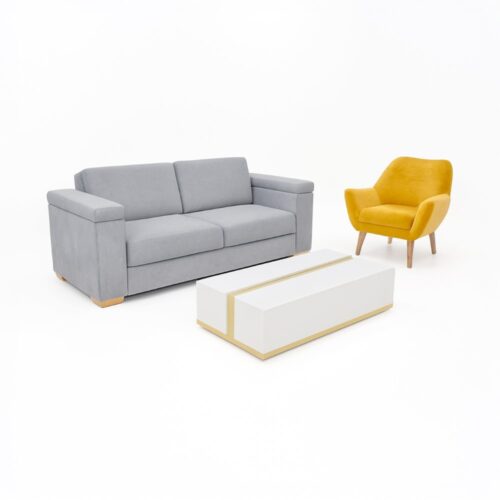 Sala con Sofa Montenegro + Poltrona Cannes y Mesa Centro Daytona