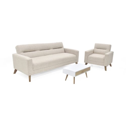 Sala con Sofa Cama Reclinable Sion + Poltrona y Mesa de Centro