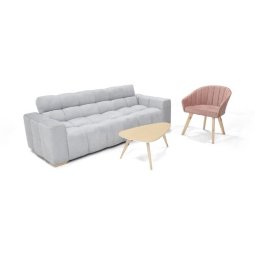 Sala con Sofa Cama Reclinable Miami + Poltrona Shanghai y Mesa Drop