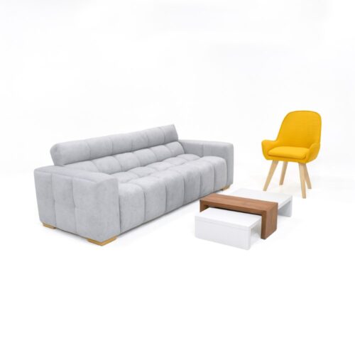 Sala con Sofa Cama Reclinable Miami + Poltrona Niza y Mesa Montreal