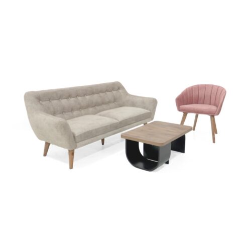 Sala con sofa Roma y Poltrona Shanghai + Mesa de Centro Ark