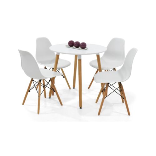Set de Comedor Redondo Banfield con 4 Sillas Modernas