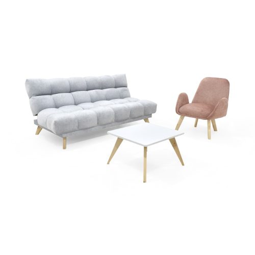 Set de Sala Sofa cama Nubo con Poltrona Sibu y Mesa Nova